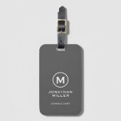 Minimale grijze klassieke typografische monogram bagagelabel (Voorkant (verticaal))