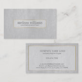 Minimale grijze lederen textielGold-accessoires Visitekaartje (Voorkant / Achterkant)