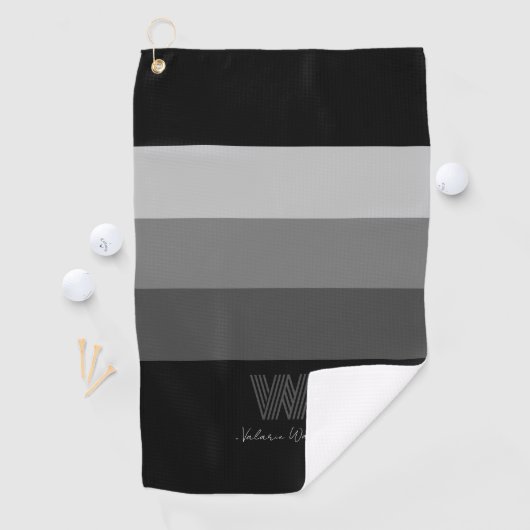 Minimale grijze monogram Golfhanddoek (Insitu)