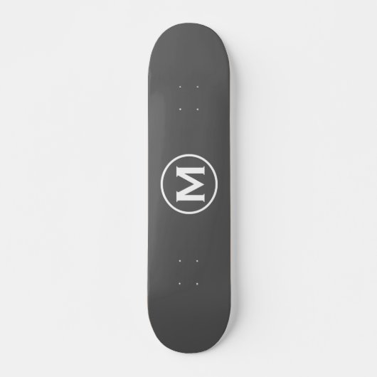 Minimale grijze monogram persoonlijk skateboard (Voorkant)