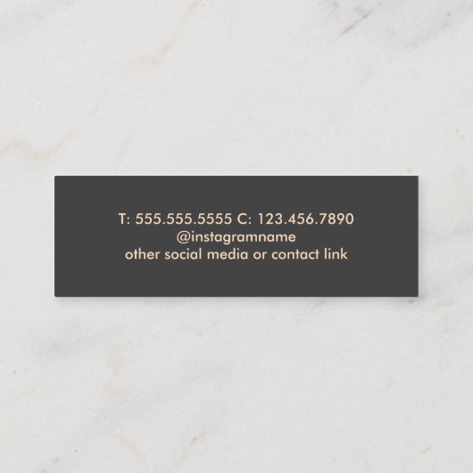 Minimale grijze pasta's Haarstylist Mini Visitekaartje (Achterkant)