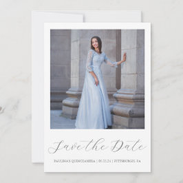 Minimale Grijze Quinceanera Eenvoudige Kalligrafie Save The Date