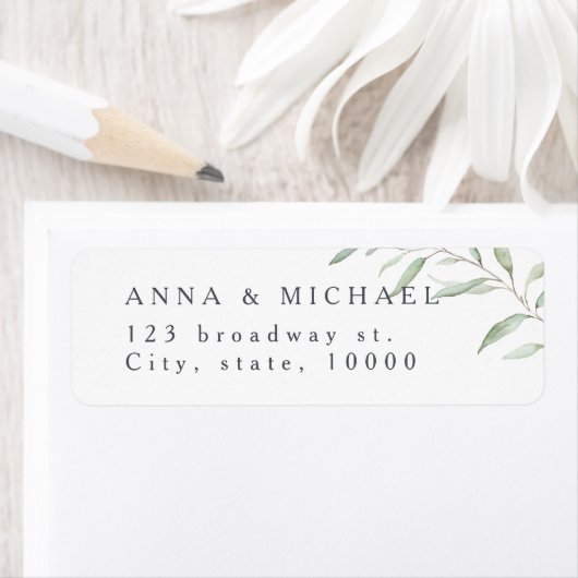 Minimale grijze rustige trouwadres etiket (Insitu)