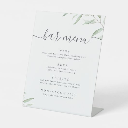 Minimale grijze script, bijtend Bar Menu Reclamebord Met Voetstuk (Voorkant)