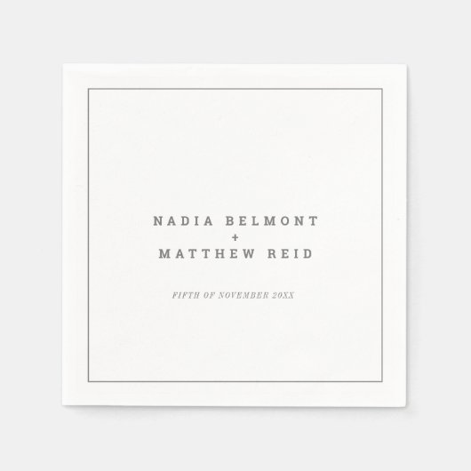 Minimale grijze, verticale tekstbruiloft servet (Voorkant)