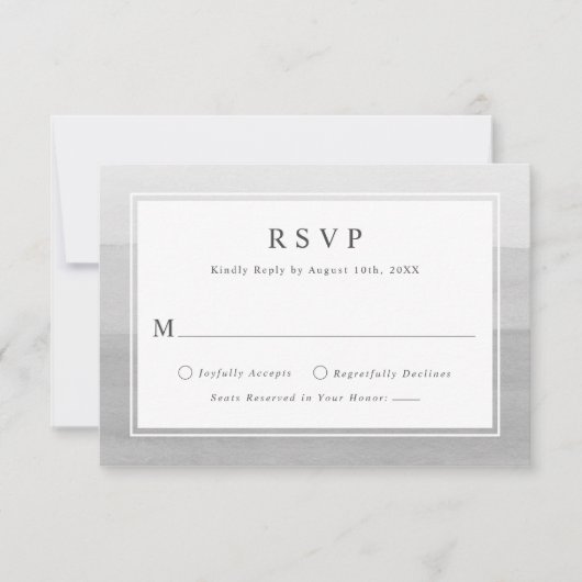 Minimale grijze Waterverf Ombre Wedding RSVP Kaart (Voorkant)