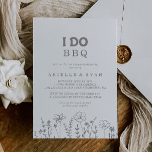 Minimale grijze wilde bloem I Do BBQ verlovingspar Kaart