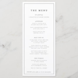 Minimale grijze witte bruiloft of evenement aangep menu