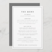 Minimale grijze witte bruiloft of evenement aangep menu (Voorkant / Achterkant)