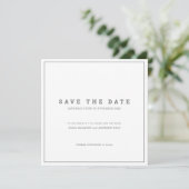 Minimale grijze, witte bruiloft save the date (Staand voorkant)