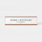 Minimale grijze witte marmer Aangepaste Desk Bureau Naambordje (Voorkant)