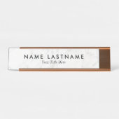 Minimale grijze witte marmer Aangepaste Desk Bureau Naambordje (Voorkant)