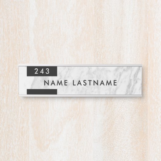 Minimale grijze witte marmer Kantoor Deurbordje (Voorkant)