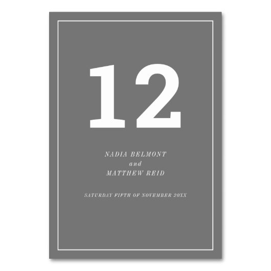 Minimale grijze witte verticale tekst bruiloft of  kaart (Voorkant)