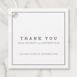 Minimale grijze witte vierkante bruiloft dank u bedankjes labels