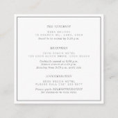 Minimale grijze witte vierkante bruiloft details informatiekaartje (Achterkant)