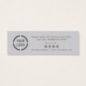 Minimale grijze zakelijke logo dank u tussenkomst mini visitekaartjes (Achterkant)