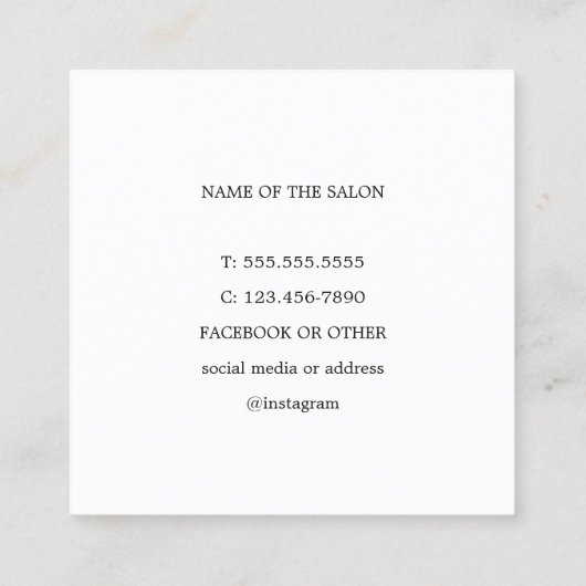 Minimale grijze zilverschaar Haarstylist Vierkante Visitekaartje (Achterkant)