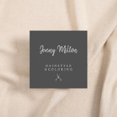 Minimale grijze zilverschaar Haarstylist Vierkante Visitekaartje