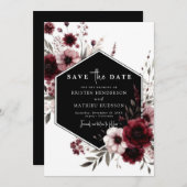 Minimale grillige Bourgondische bruiloft Save The Date (Voorkant / Achterkant)