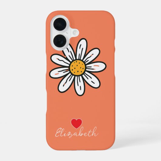 Minimale grillige Daisy handgetekende bloem iPhone 16 Hoesje (Achterkant)