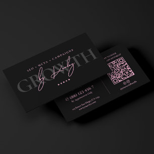 Minimale groeiconsultant Roze Zwart Marketing Visitekaartje