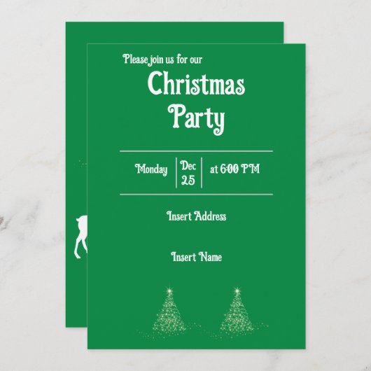 Minimale Groen met Witte Tekst Kerstfeest Kaart (Voorkant / Achterkant)