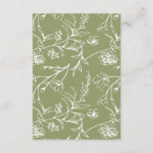 Minimale groen mos groen bloemenbruiloft details informatiekaartje (Achterkant)
