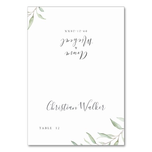 Minimale groen rustieke bruiloft Place Card Kaart (Voorkant)