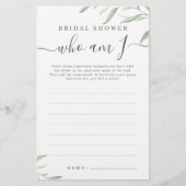 Minimale groen wie ben ik bruidsfeest spel (Voorkant)