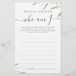 Minimale groen wie ben ik bruidsfeest spel