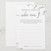 Minimale groen wie ben ik bruidsfeest spel (Voorkant / Achterkant)