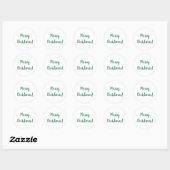 Minimale groen-witte kersttypografie ronde sticker (Vel)