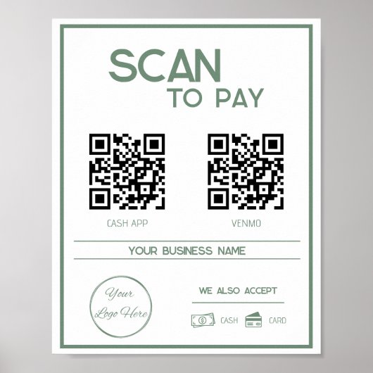 Minimale groene 2 QR codes zakelijke scan te betal Poster (Voorkant)