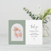 Minimale groene arcering met elegant Sage Foto Chr Bedankkaart (Staand voorkant)