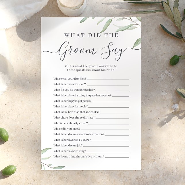 Minimale groene begroeiing wat zei de bruidegom sp (Minimal greenery what did the groom say game)