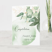 Minimale groene bladeren Gepersonaliseerde bruilof Kaart (Voorkant)