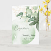 Minimale groene bladeren Gepersonaliseerde bruilof Kaart (Gele Bloem)
