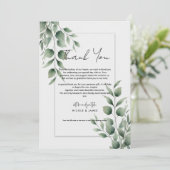 Minimale groene bladeren moderne witte dank je kaart (Staand voorkant)