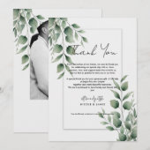 Minimale groene bladeren moderne witte dank je kaart (Voorkant / Achterkant)
