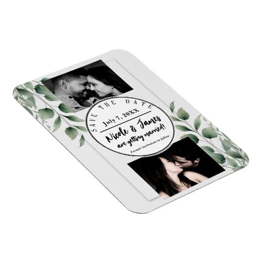 Minimale groene bladeren moderne witte Save the Da Magneet (Rechterzijde)