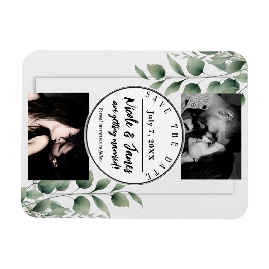 Minimale groene bladeren moderne witte Save the Da Magneet (Horizontaal)