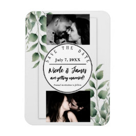 Minimale groene bladeren moderne witte Save the Da Magneet