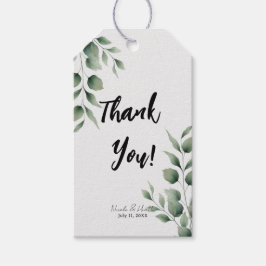 Minimale groene bladeren moderne witte trouw cadeaulabel