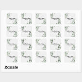 Minimale groene bladeren moderne witte trouw vierkante sticker (Vel)