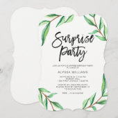 Minimale groene bladeren op White Surprise Party Kaart (Voorkant / Achterkant)