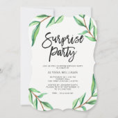 Minimale groene bladeren op White Surprise Party Kaart (Voorkant)
