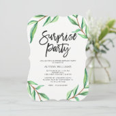 Minimale groene bladeren op White Surprise Party Kaart (Staand voorkant)