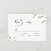 Minimale groene botanische rustige bruiloft RSVP (Voorkant / Achterkant)