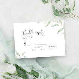 Minimale groene botanische rustige bruiloft RSVP